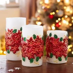 Sale Tempsl 3 bougeoirs LED poinsettia