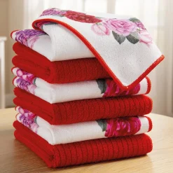 Hot Tempsl 6 essuie-tout fleurs rouges