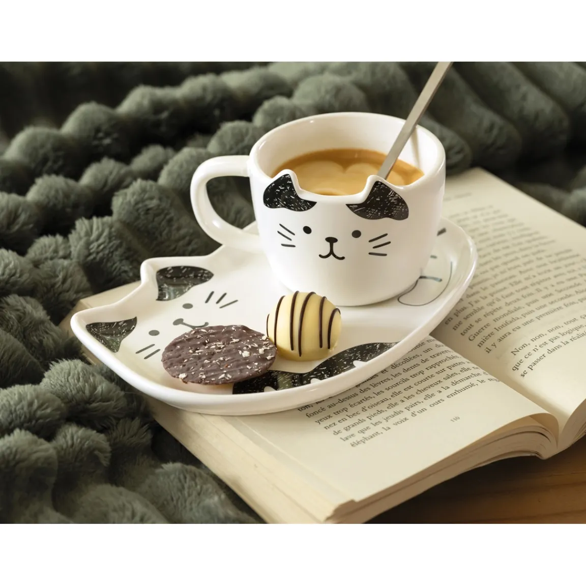 Discount Tempsl Assiette et tasse chat