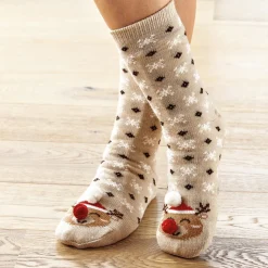 Hot Tempsl Chaussettes antiglisse Noël renne ou pingouin