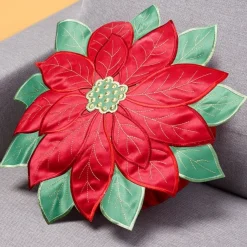 Best Tempsl Coussin rond fleur poinsettia