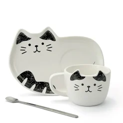 Outlet Tempsl LOT DE 2 ASSIETTES ET TASSES CHAT