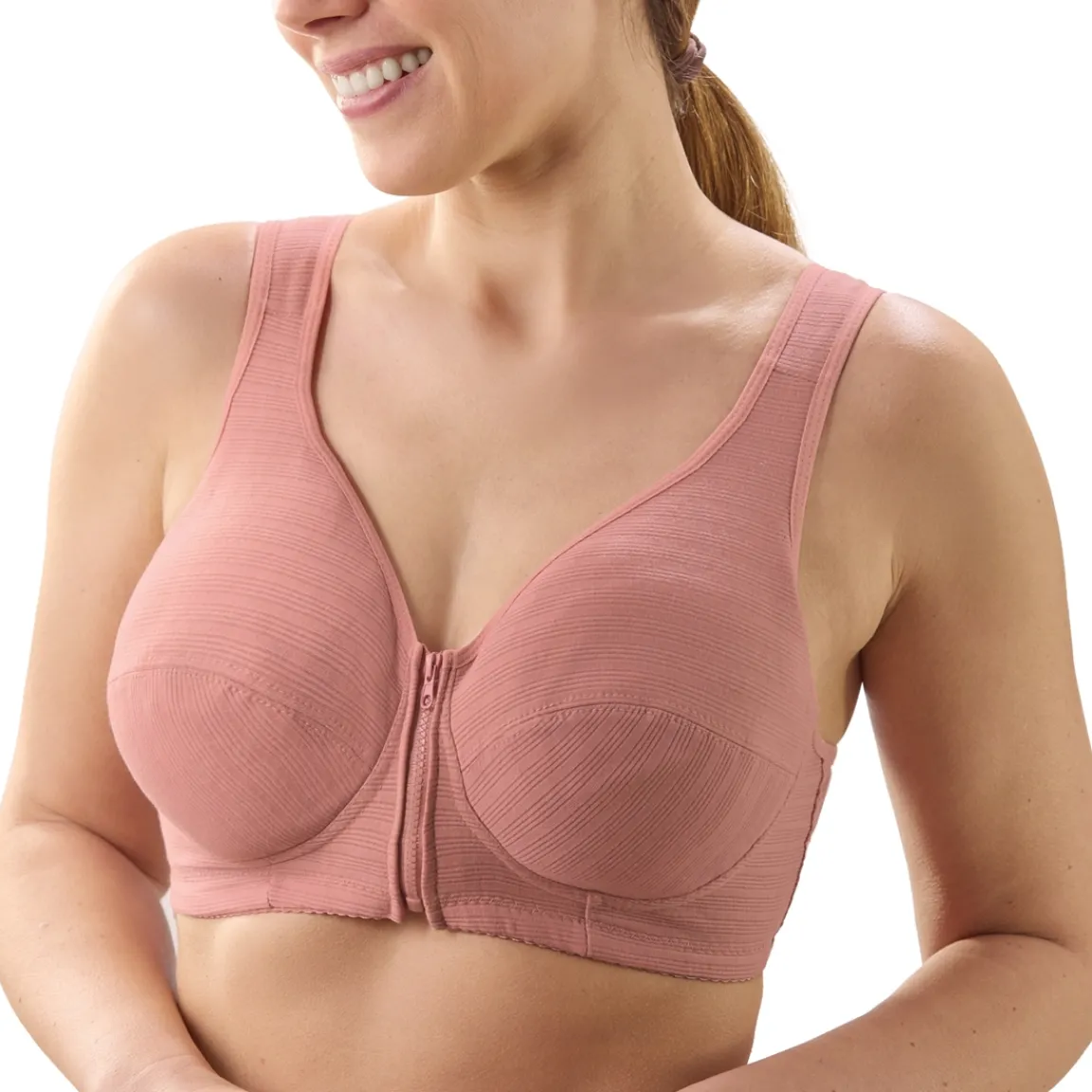 Best Tempsl Lot de 3 soutiens-gorge zippés Gris + vieux rose + chair - taille M