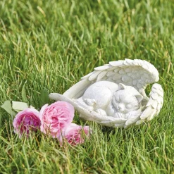 New Tempsl Statuette ange chat ou chien endormi